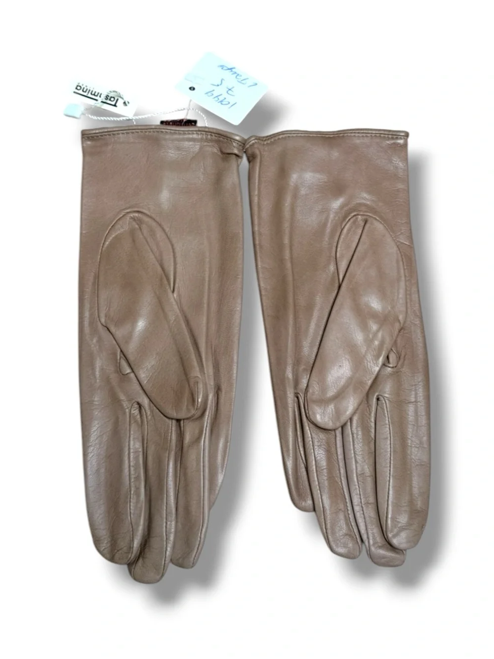 NWT Sermoneta Taupe Leather Gloves Leather Gloves w Cashmere Silk lining 7.5